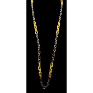 Vintage DEB Signed Yellow And Silver Link Necklace
